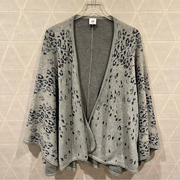 CAbi Accessories - CAbi Gigi Gray Leopard Cape Shawl Animal Print Style 3115 One Size